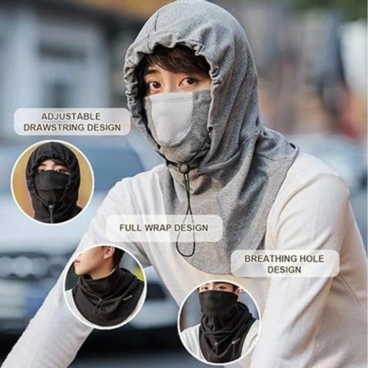 ওরজিনাল চায়না Windproof Full Face Mask (Gray) 1 পিছ